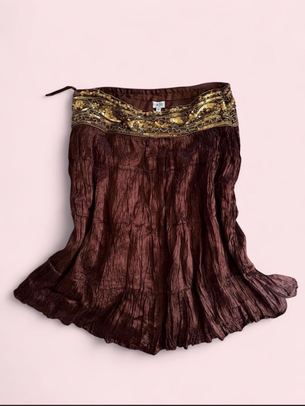 Vintage Caché Brown Gold Sequin Pirate Skirt
